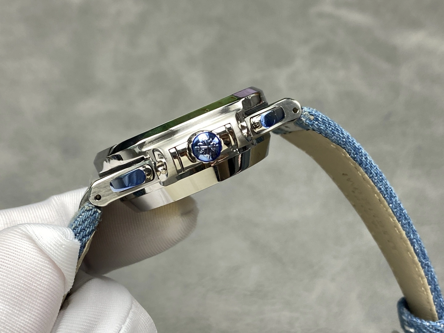 Patek Philippe Nautilus Replica 5980/60G-001 Flyback Chronograph Blue Gray Dial Men's Watch