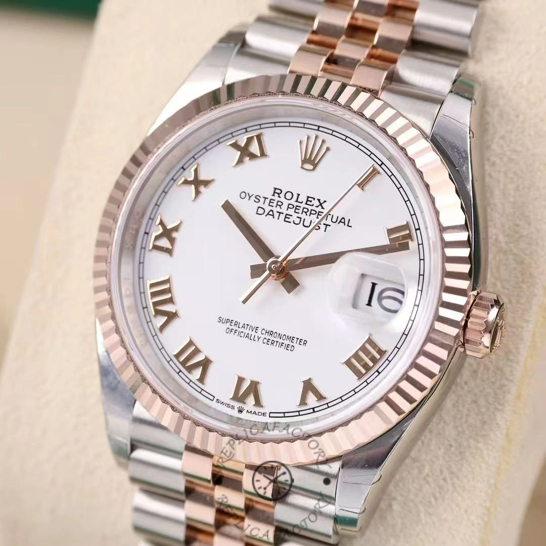 Rolex Datejust m126231 0015 36mm White Roman Steel & Rose Gold Women's Watch