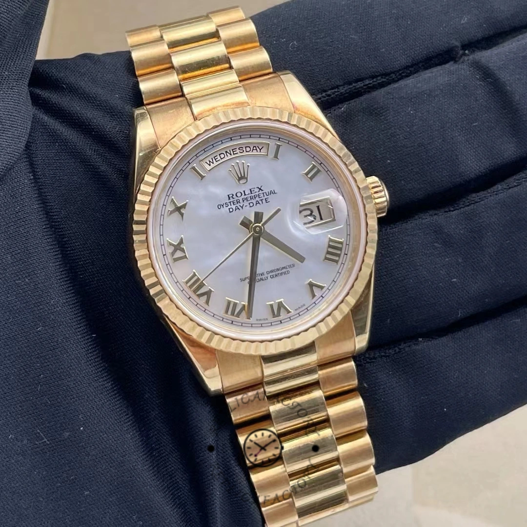 Rolex Day-Date 118238 White Mother of Pearl Roman Dial 36mm