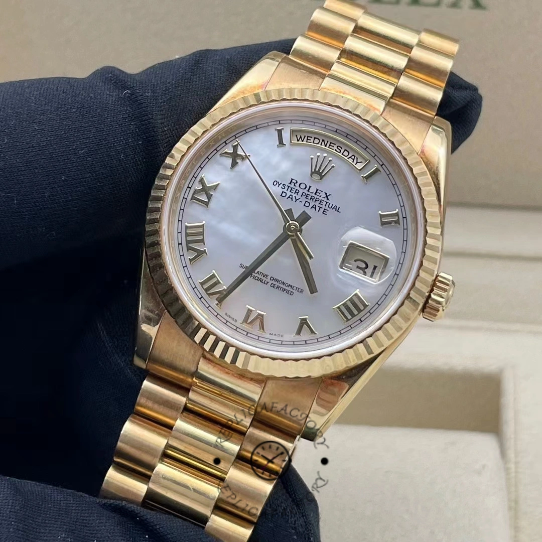 Rolex Day-Date 118238 White Mother of Pearl Roman Dial 36mm