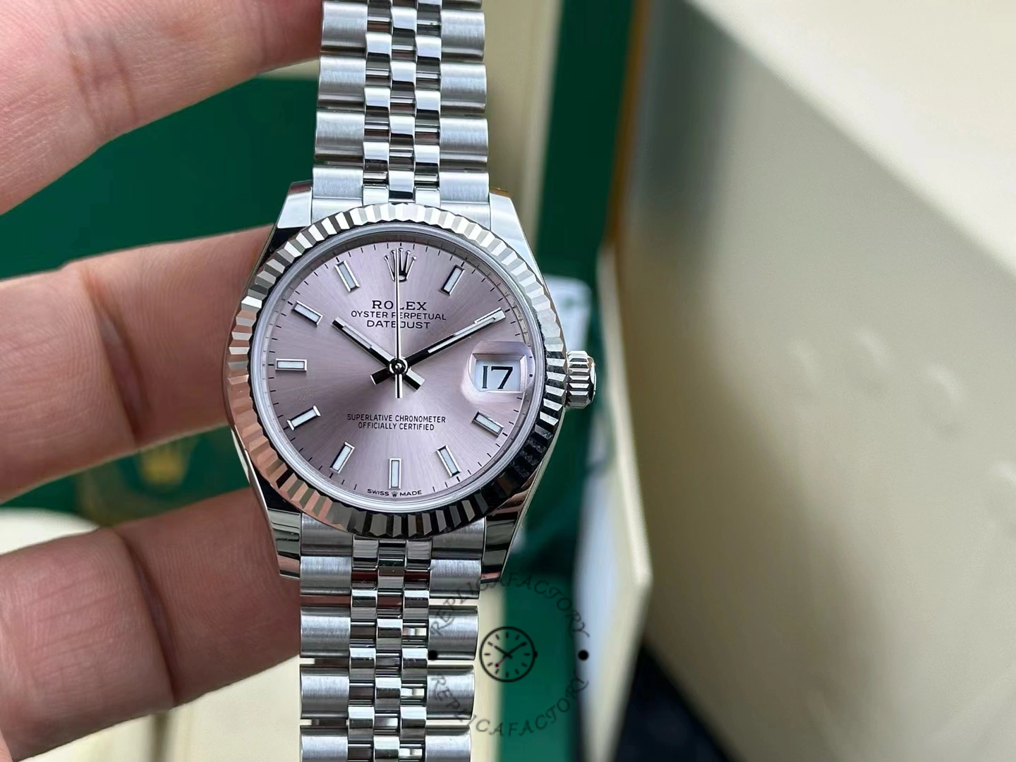 Rolex Datejust 31 Stainless Steel and White Gold Pink Dial M278274 0014 Women's Watch