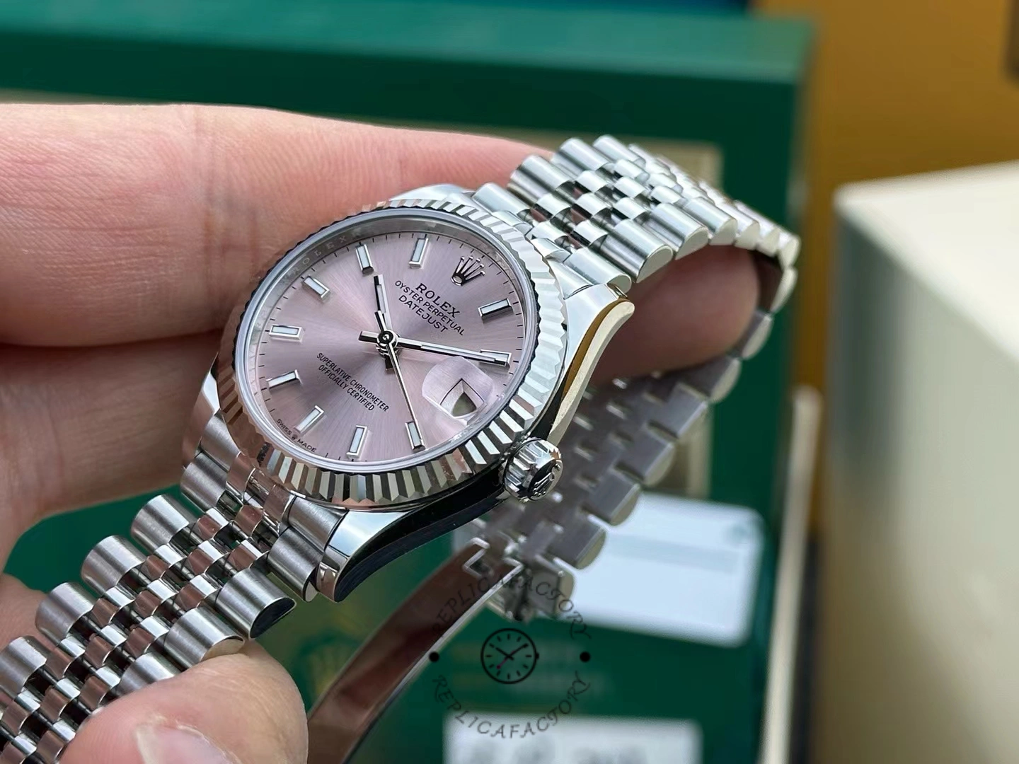 Rolex Datejust 31 Stainless Steel and White Gold Pink Dial M278274 0014 Women's Watch