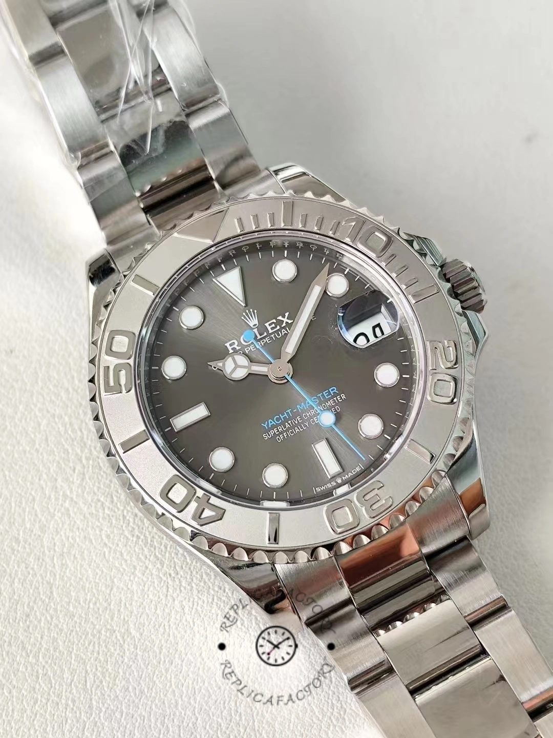 Rolex Yacht-Master 37 Automatic Slate Grey Dial Platinum Bezel Steel M268622 0002 Women's Watch