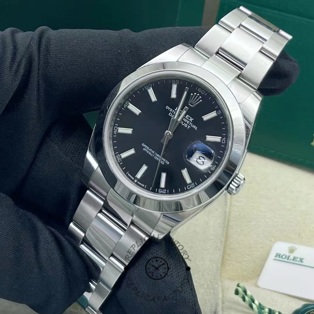 Rolex Datejust 41mm Black Index Oyster Stainless Steel 126300 0011 Men's Watch