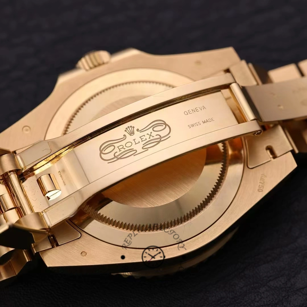 Rolex GMT-Master II m126718grnr 0001, clasp interior view showing folding clasp details.