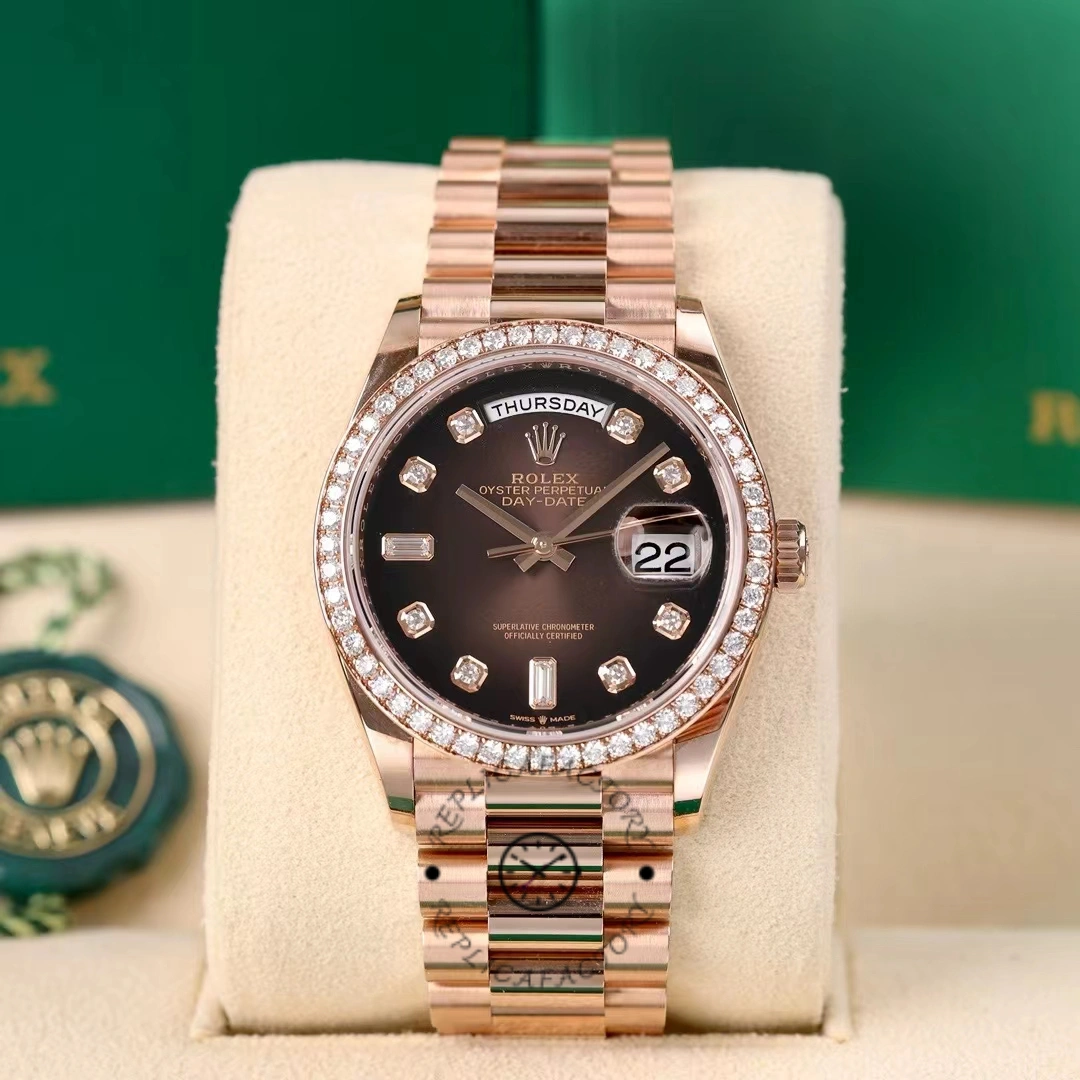Rolex Day-Date 128345RBR Brown Ombre Dial Everose Gold 36MM Unisex Replica Watch