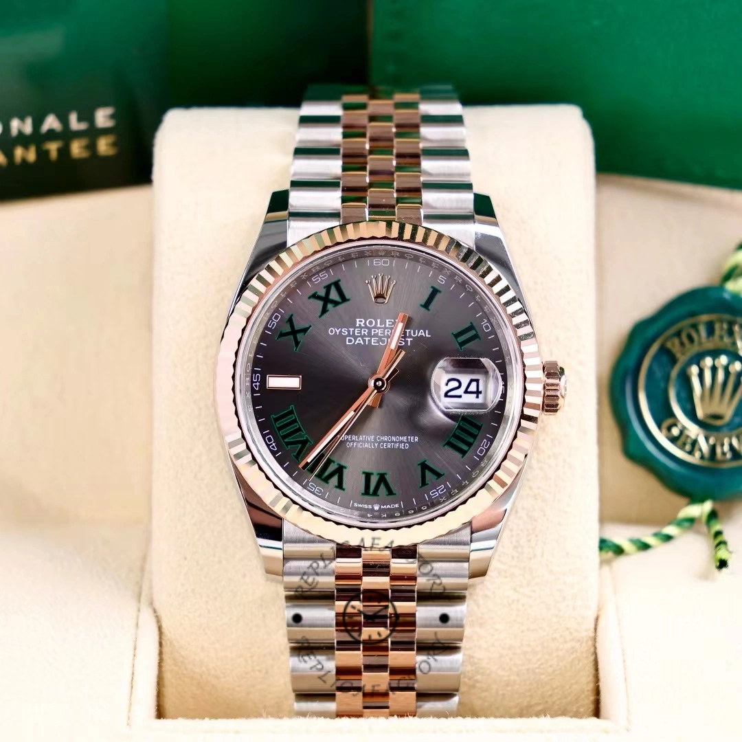 Replica Rolex Datejust 126231 0029 Slate Grey Wimbledon Roman Dial & Fluted Bezel 36mm