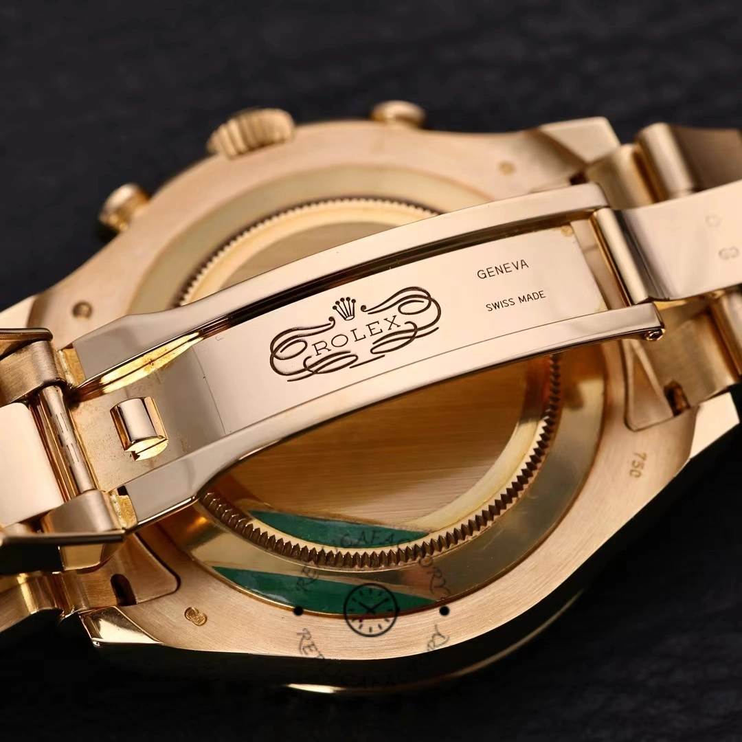 Clasp detail of Rolex Yacht-Master II 116688 showing Rolex coronet and inner clasp.