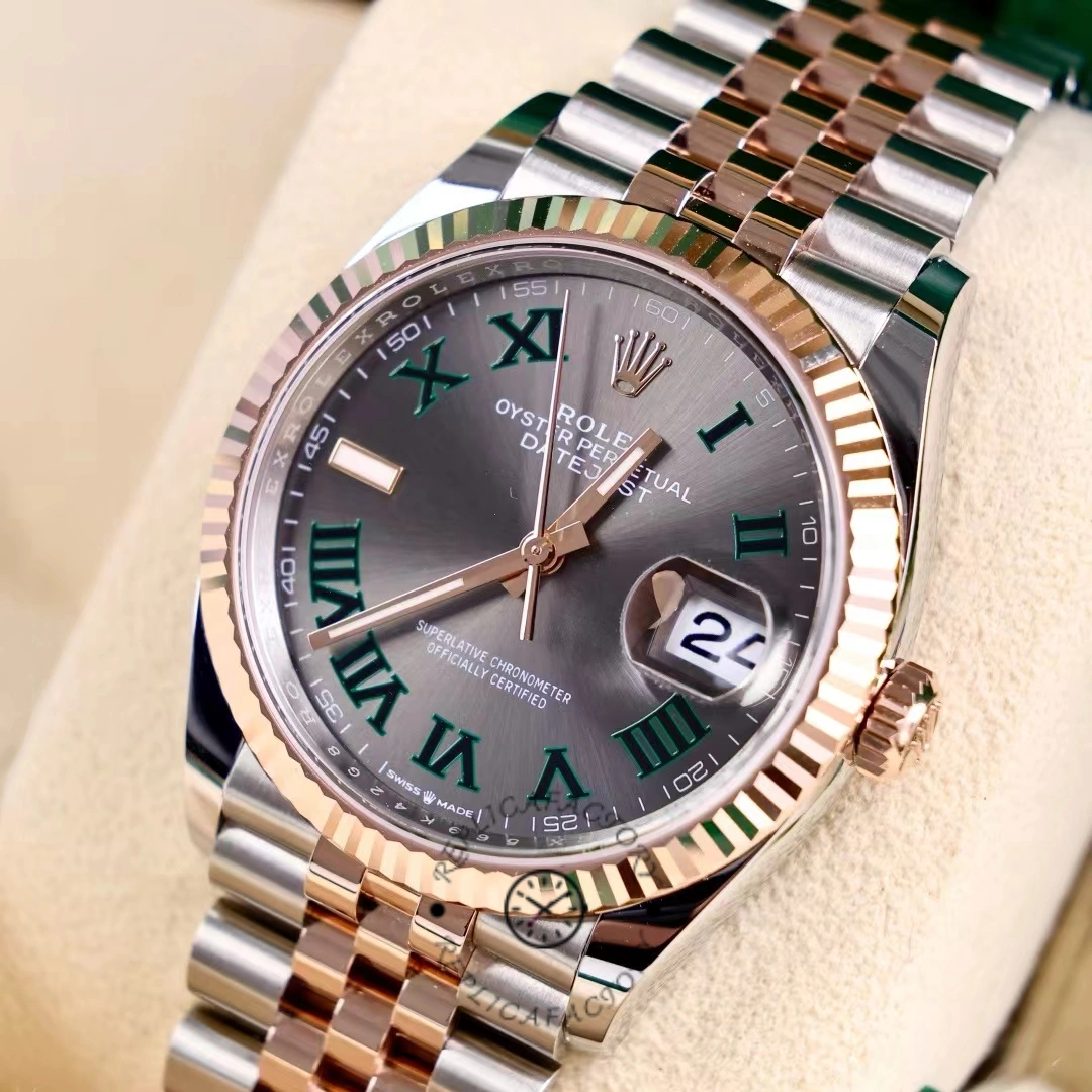 Replica Rolex Datejust 126231 0029 Slate Grey Wimbledon Roman Dial & Fluted Bezel 36mm