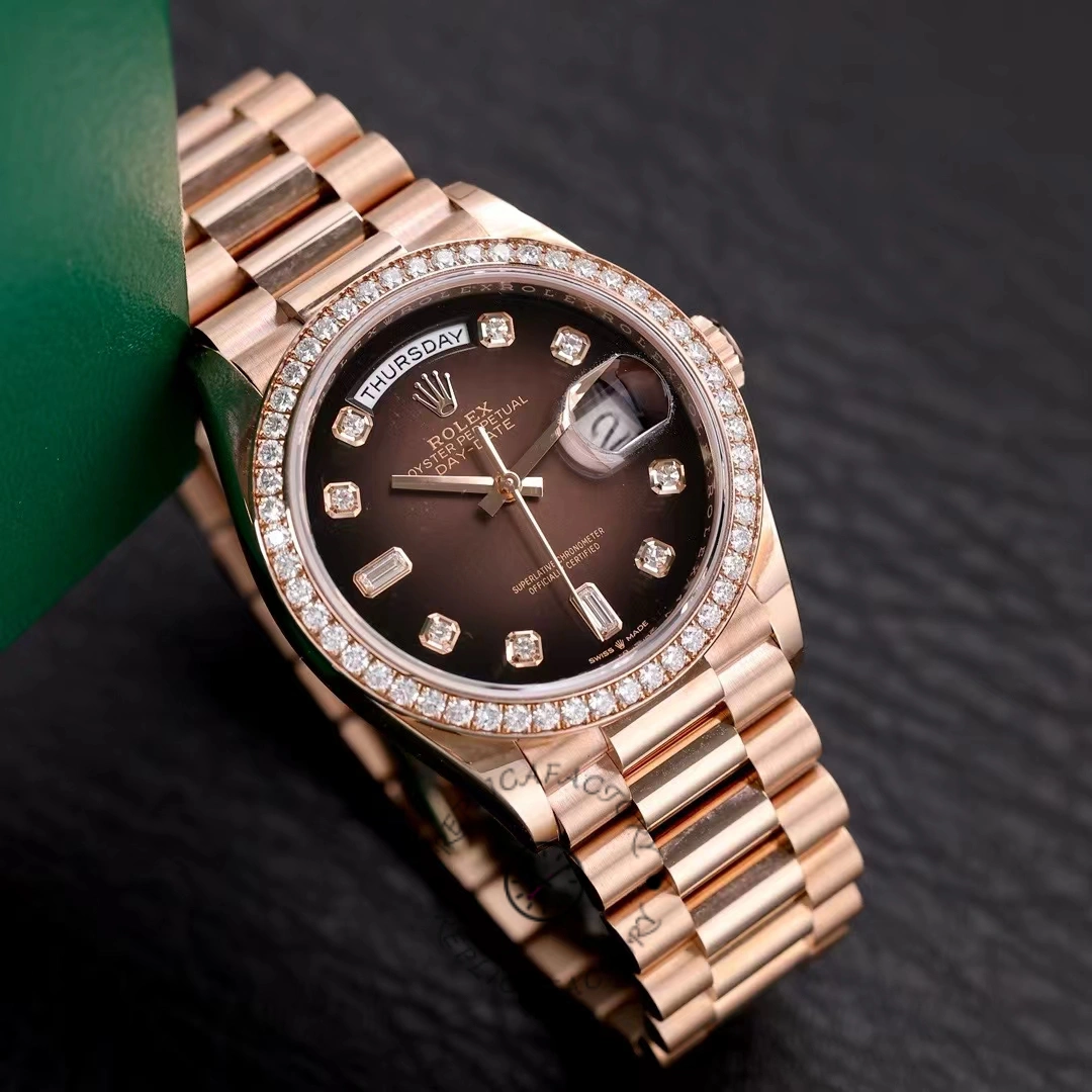 Rolex Day-Date 128345RBR Brown Ombre Dial Everose Gold 36MM Unisex Replica Watch