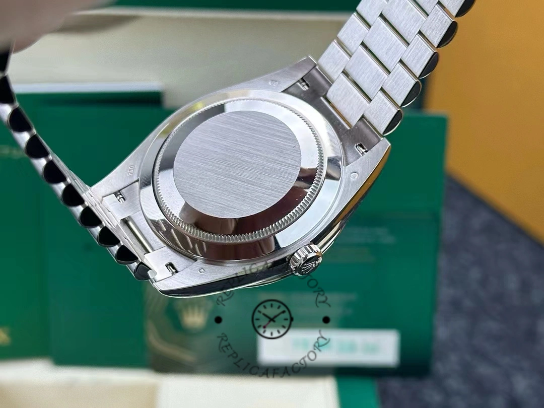 Rolex Day-Date 228349RBR Blue Roman Dial Diamond Bezel 40mm Mens Replica Watch