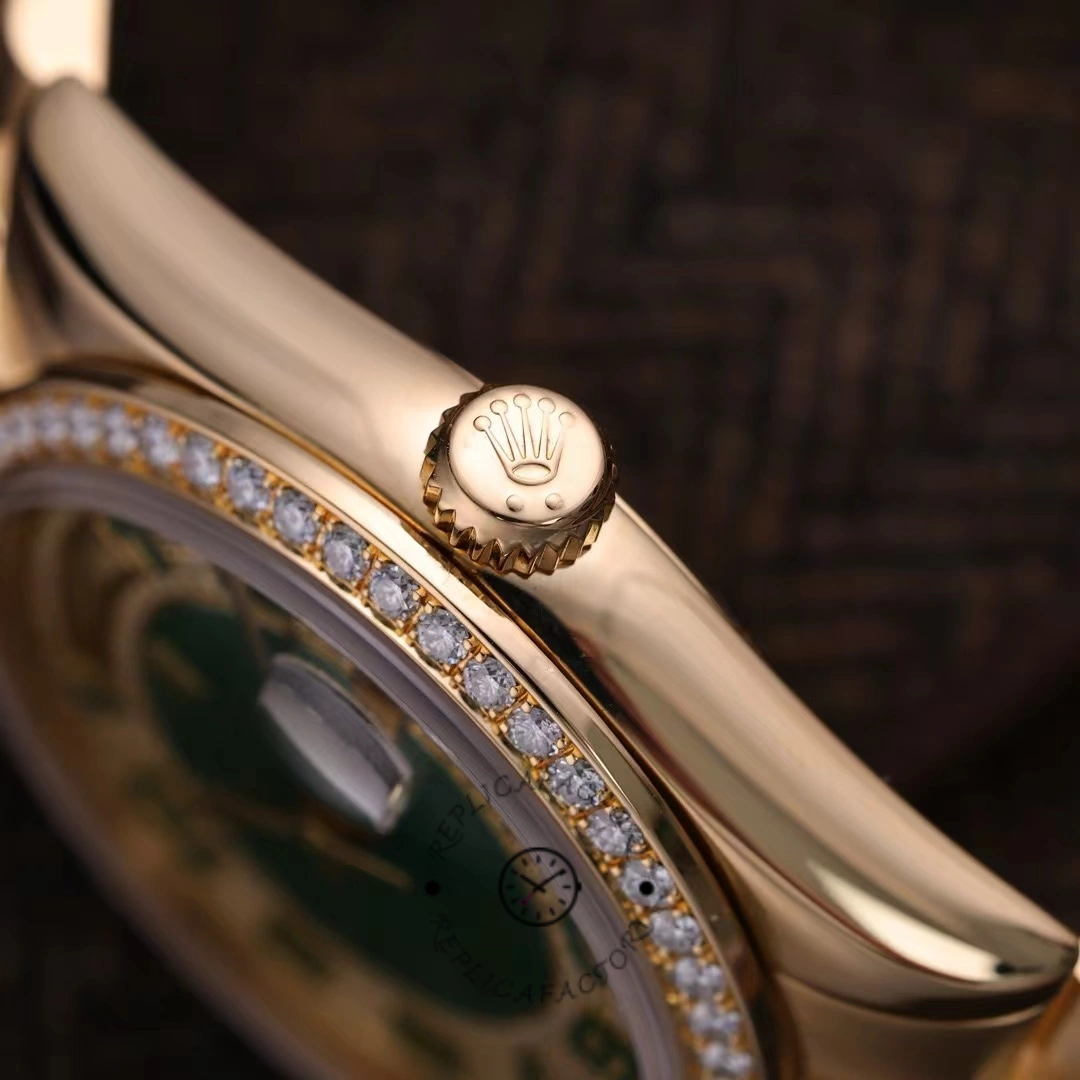 Rolex Day Date 118348 Green Diamond Dial Yellow Gold 36mm Unisex Replica Watch