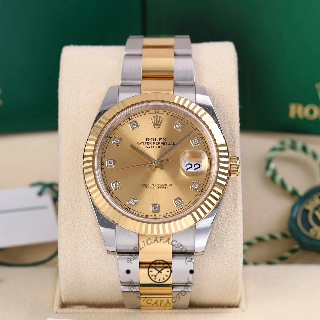 Rolex Datejust 126333 0011 Champagne Diamond Oyster 41mm Two Tone Steel