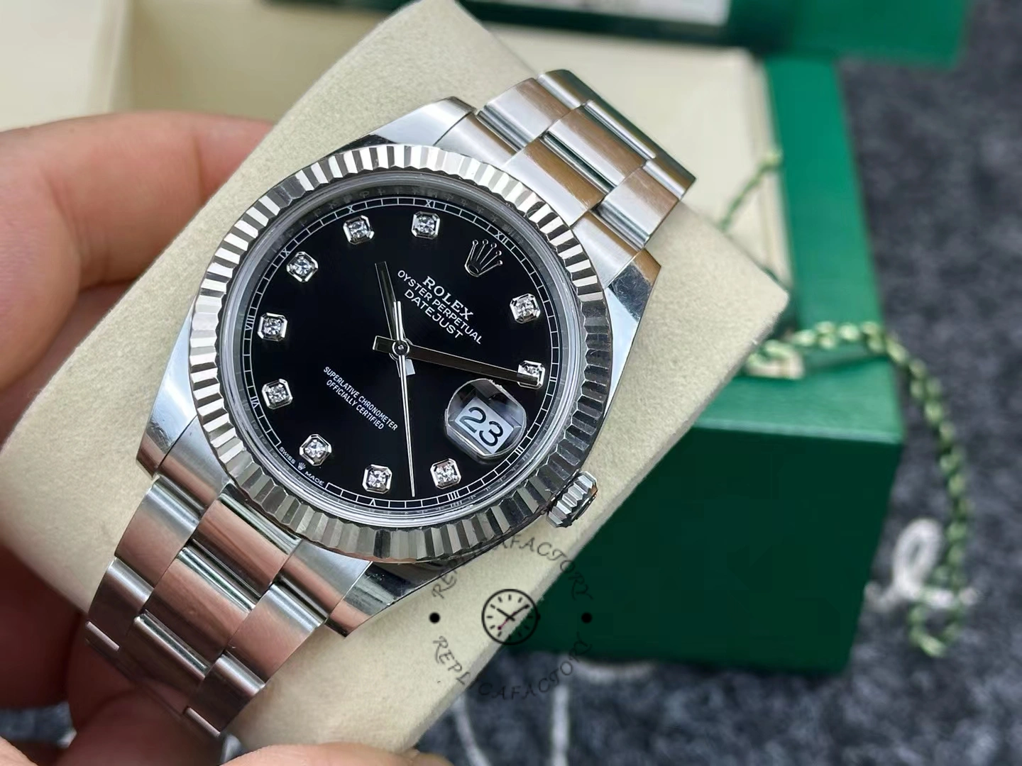 Rolex Datejust 41 Fluted Bezel Black Diamond Dial m126334 0011