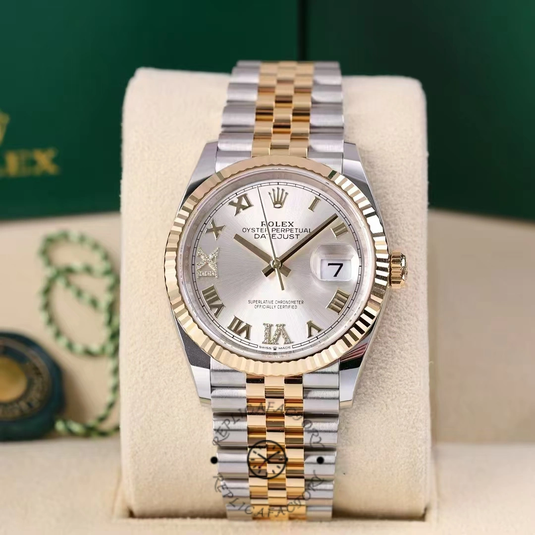 Rolex Datejust 36MM 126233 0031 Silver Roman Numeral Dial Fluted Bezel Unisex Replica Watch