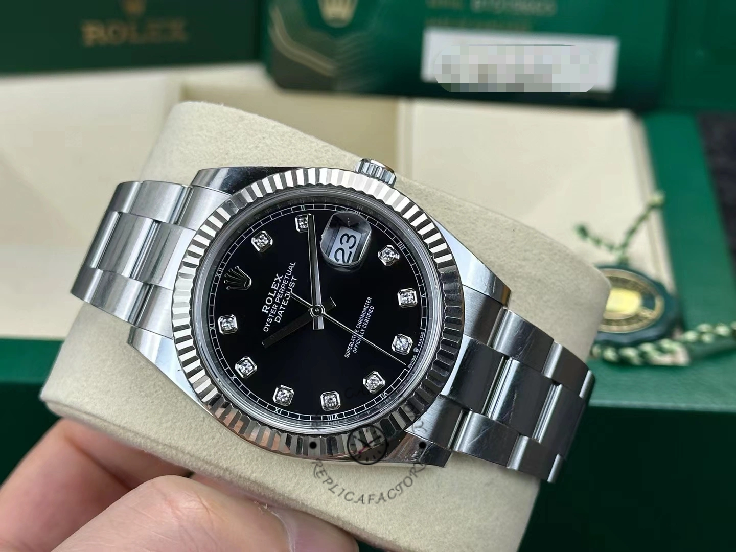 Rolex Datejust 41 Fluted Bezel Black Diamond Dial m126334 0011