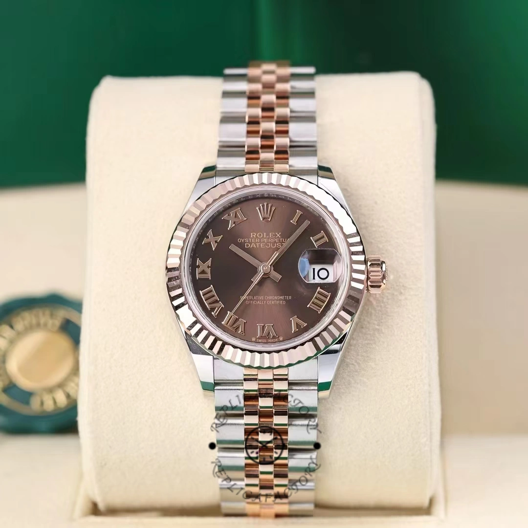Rolex Datejust 28 Chocolate Index Steel & Rose Gold m279171 0009 Women's Watch