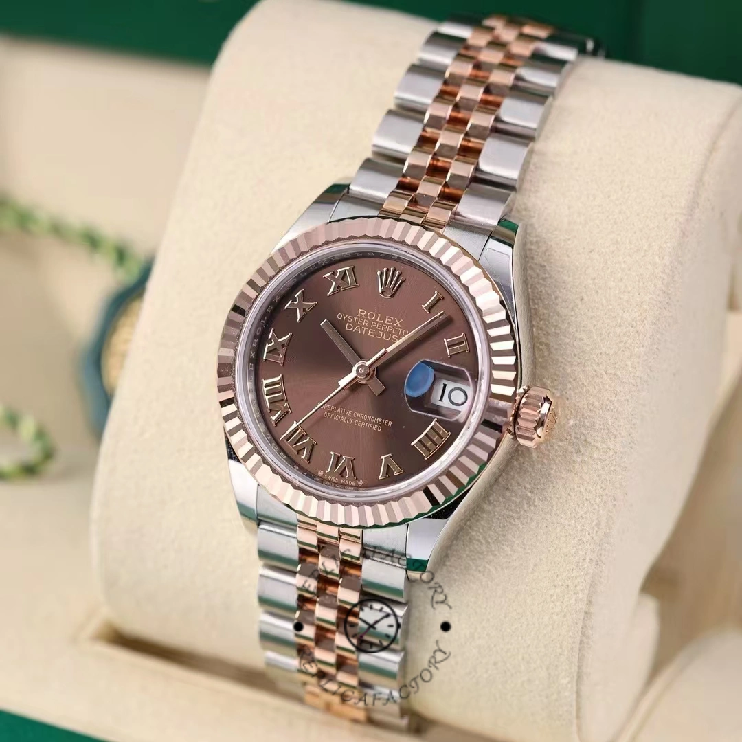 Rolex Datejust 28 Chocolate Index Steel & Rose Gold m279171 0009 Women's Watch