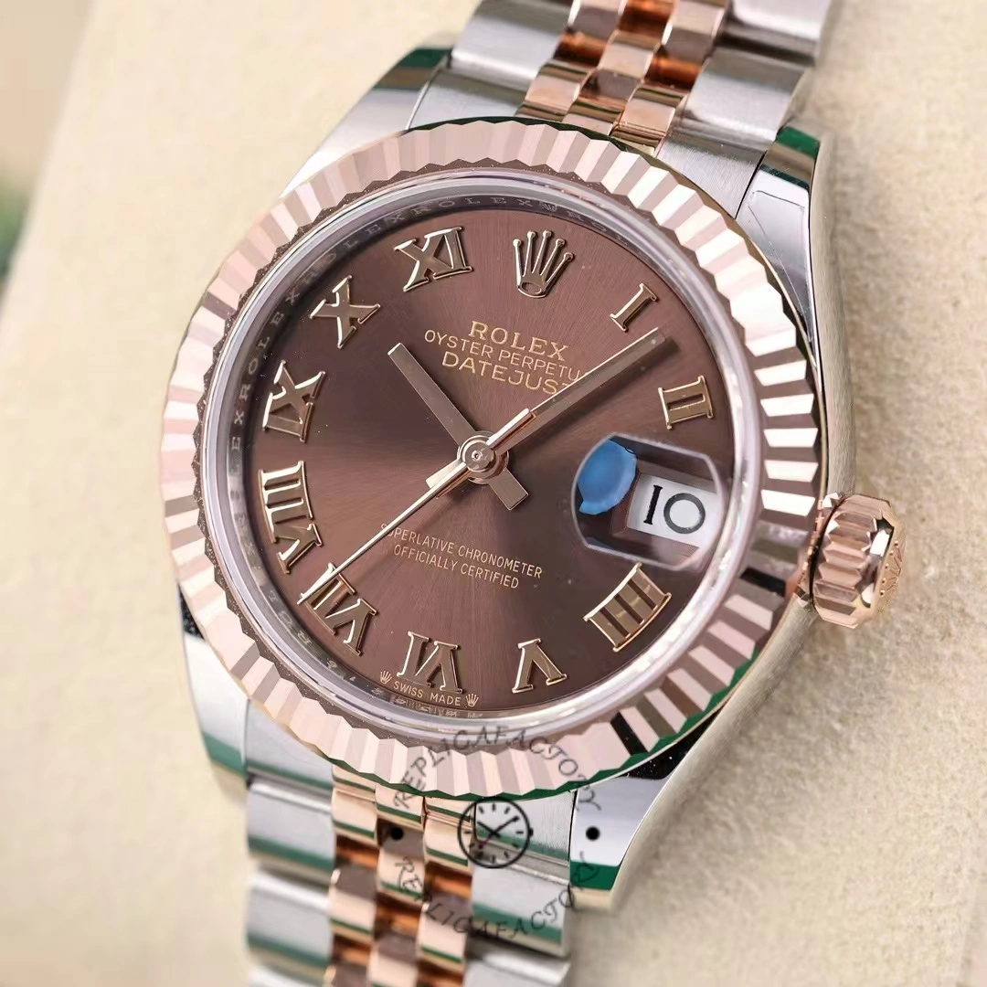 Rolex Datejust 28 Chocolate Index Steel & Rose Gold m279171 0009 Women's Watch