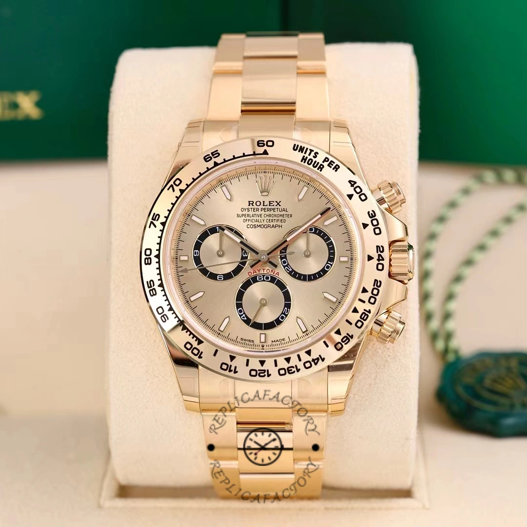 Display view of Rolex Cosmograph Daytona 126508 0005 on cushion with full dial visible.