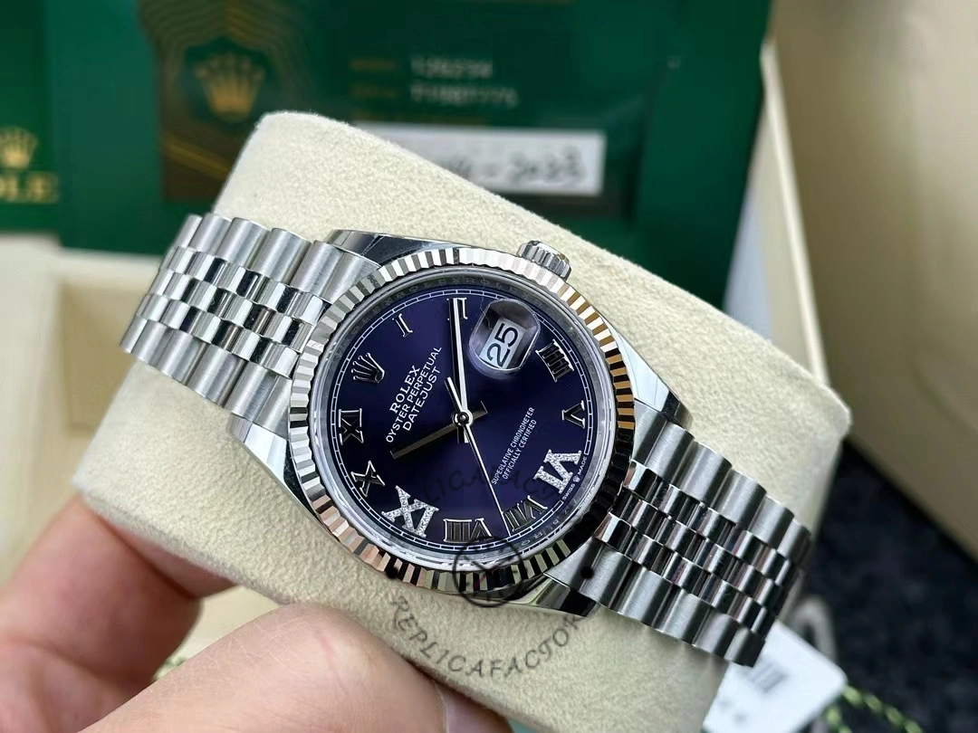 Rolex Datejust 126234 Fluted Bezel Aubergine Dial 36MM Unisex Replica Watch