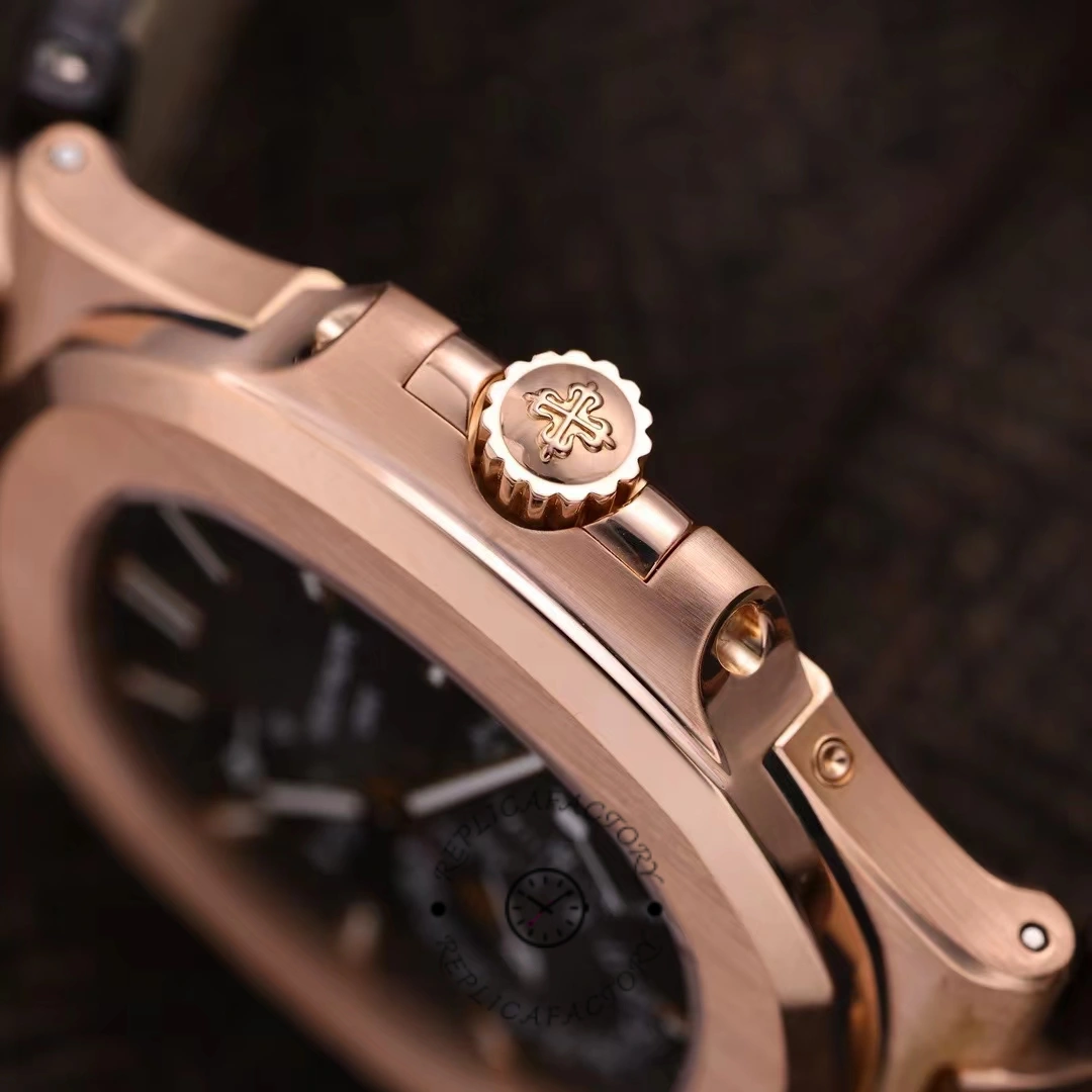 Patek Philippe Nautilus Moon Phases Rose & White Gold Slate Brown Dial 5712GR 001