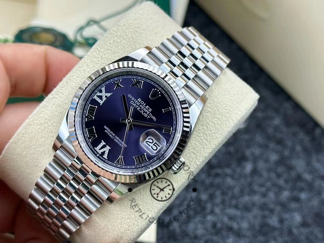 Rolex Datejust 126234 Fluted Bezel Aubergine Dial 36MM Unisex Replica Watch