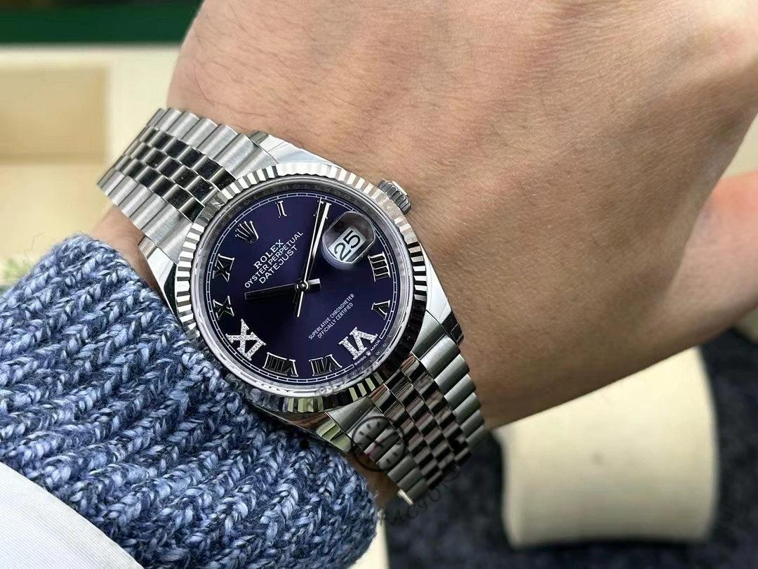 Rolex Datejust 126234 Fluted Bezel Aubergine Dial 36MM Unisex Replica Watch