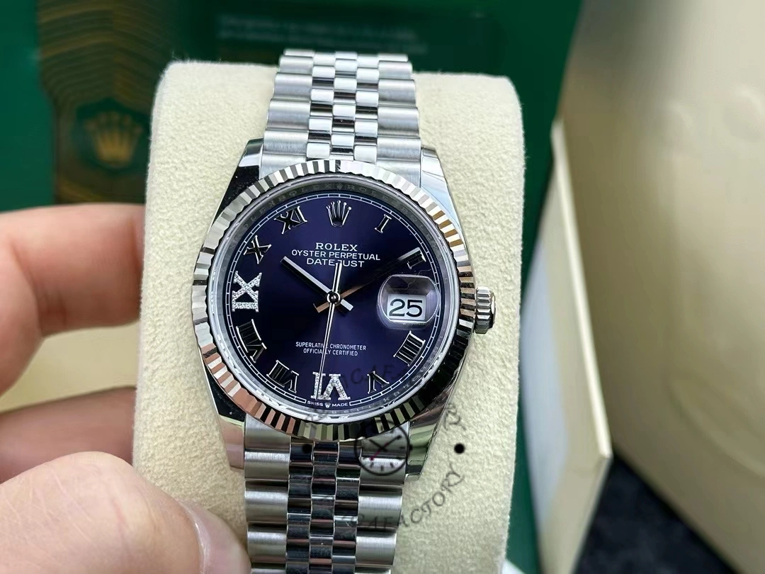 Rolex Datejust 126234 Fluted Bezel Aubergine Dial 36MM Unisex Replica Watch