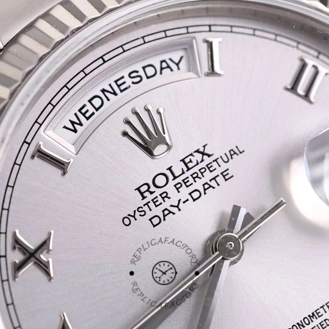 Rolex Day-Date 118239 white gold Silver Roman Numeral 36mm Unisex Replica Watch