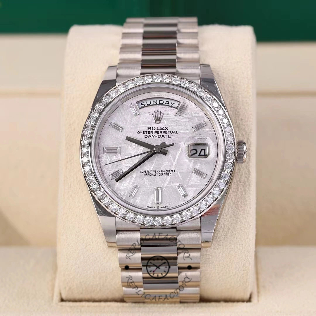Rolex Day-Date 228349RBR Meteorite Dial Diamond Bezel 40mm Mens Replica Watch