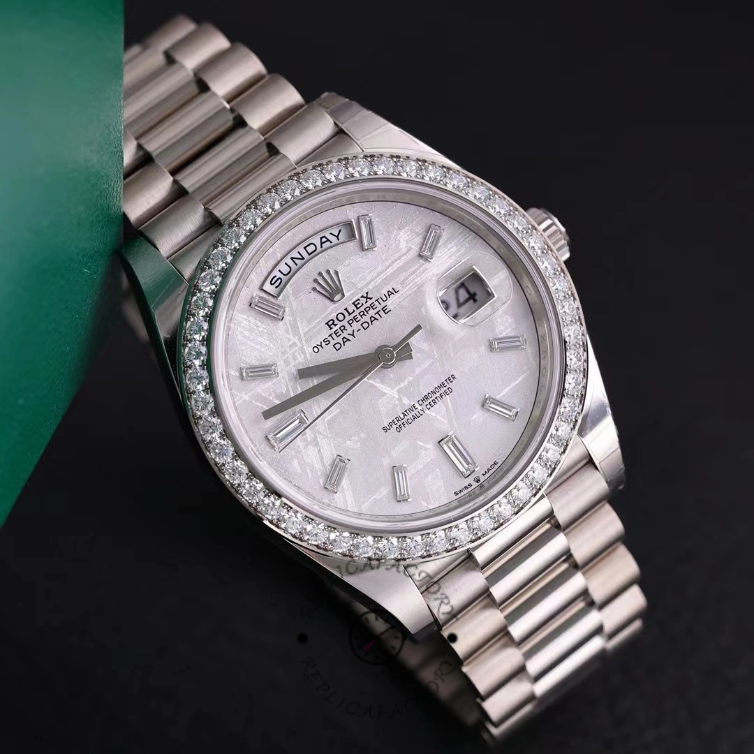 Rolex Day-Date 228349RBR Meteorite Dial Diamond Bezel 40mm Mens Replica Watch