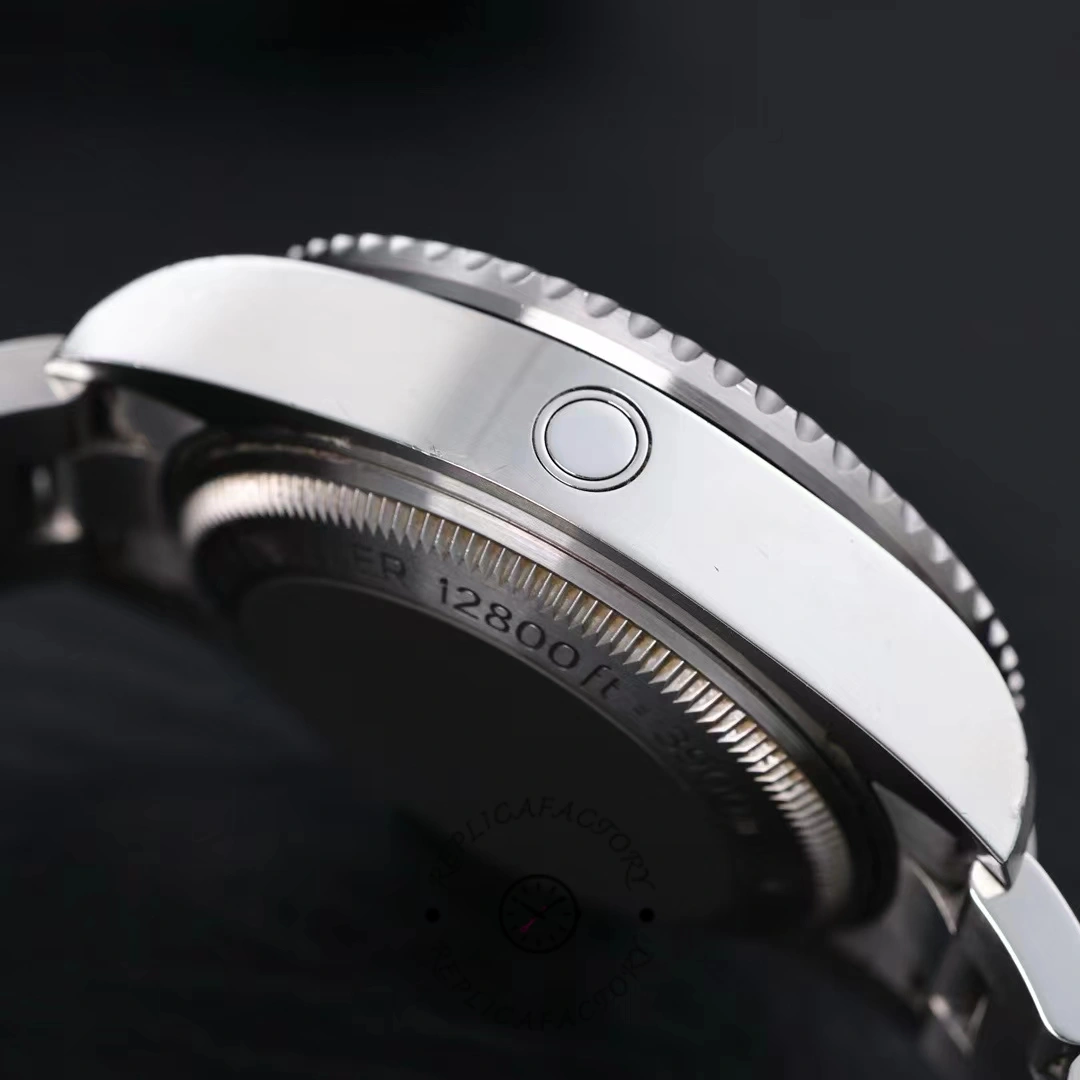 Rolex Sea-Dweller Deepsea 116660, side profile showing thick case and helium valve area.