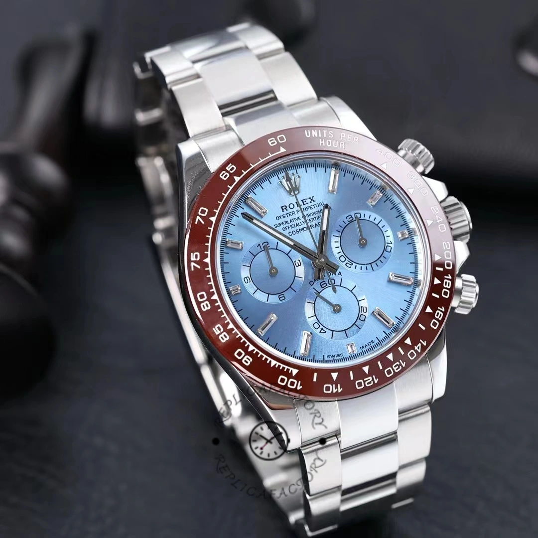 Bracelet view of Rolex Daytona 116506 showing full watch angle and clasp area.