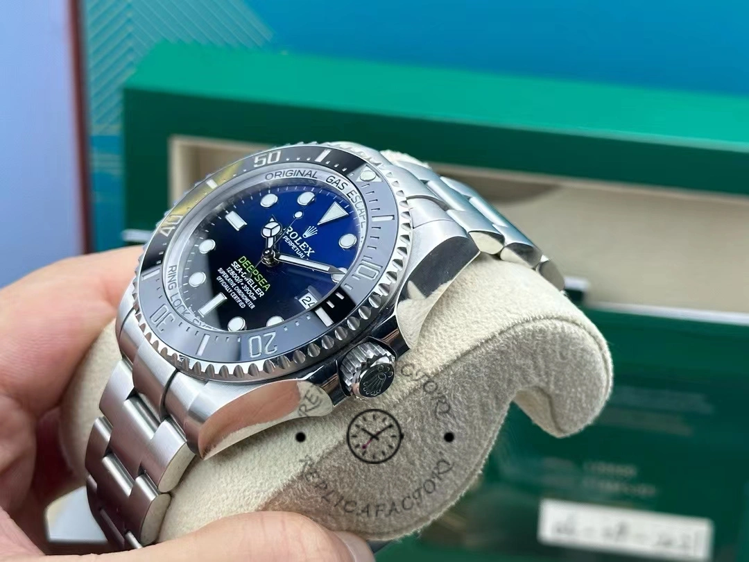 Rolex Sea-Dweller Deepsea 136660 0005, angled view showing bezel teeth and case profile.