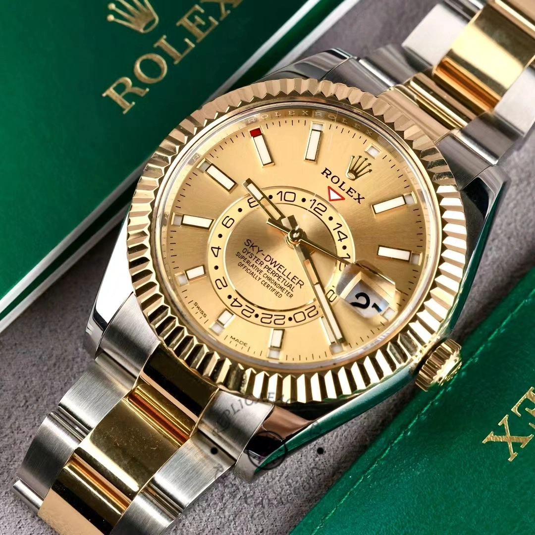 Rolex Sky-Dweller 326933 Champagne Dial Stainless Steel 42MM Mens Replica Watch
