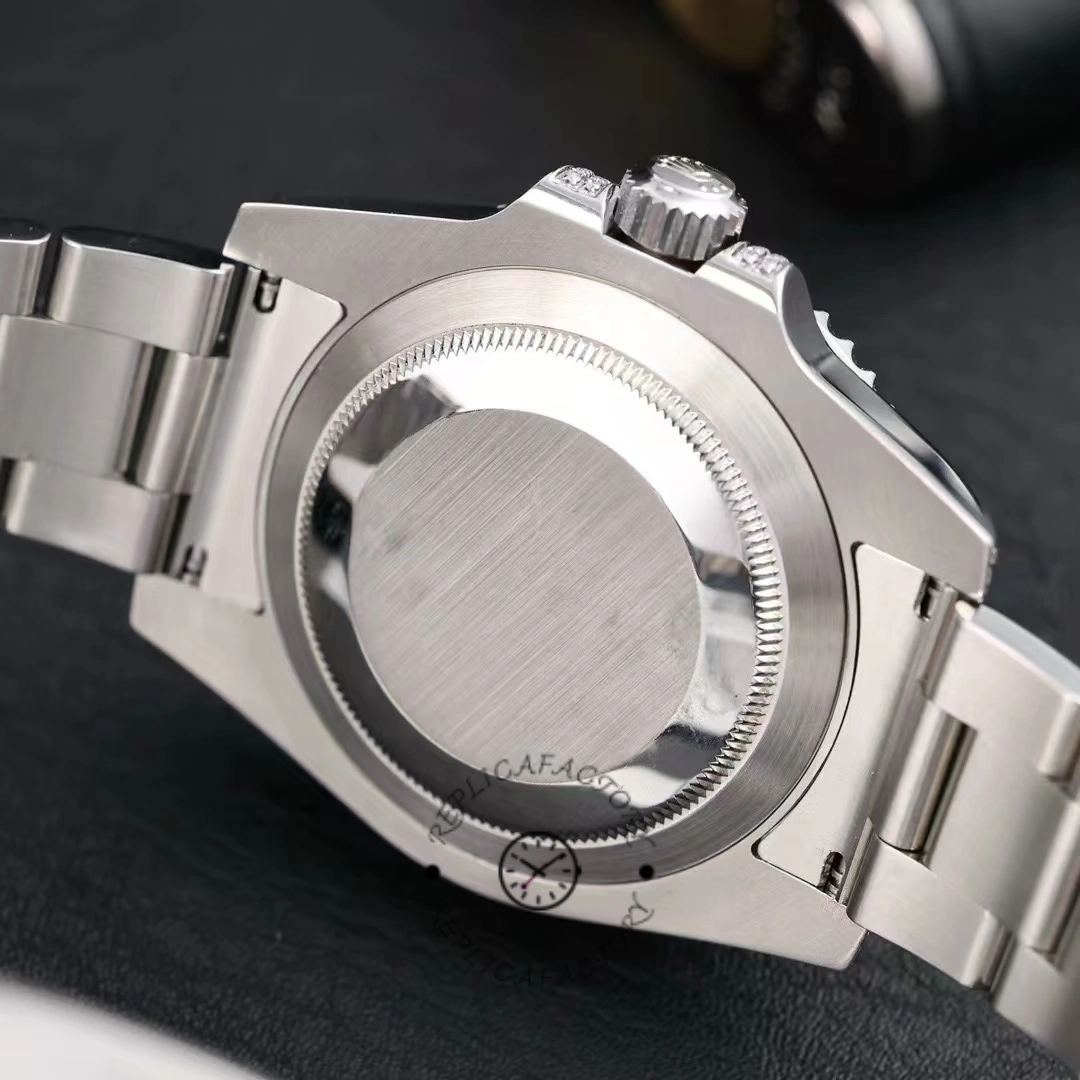 Caseback view of the Rolex Submariner Date 116610LN with bracelet opened.