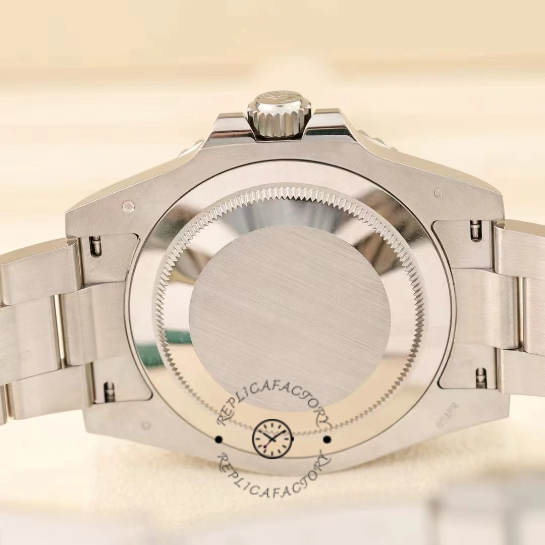 Caseback view of Rolex GMT-Master II 126719BLRO showing solid back and lugs.