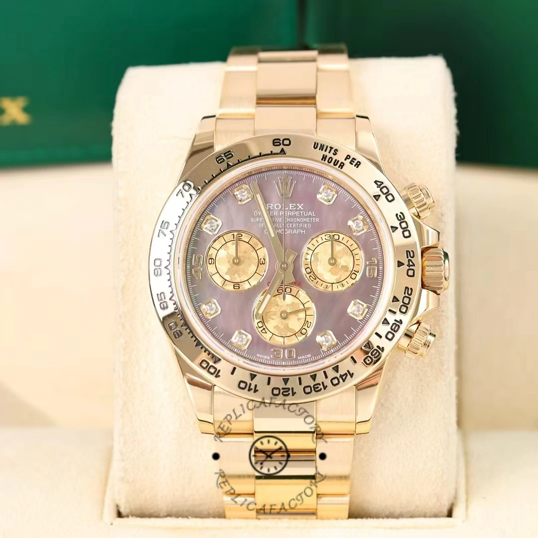 Rolex Daytona 116508 Yellow Gold Black Mother Of Pearl Dial 40MM Mens Replica Watch