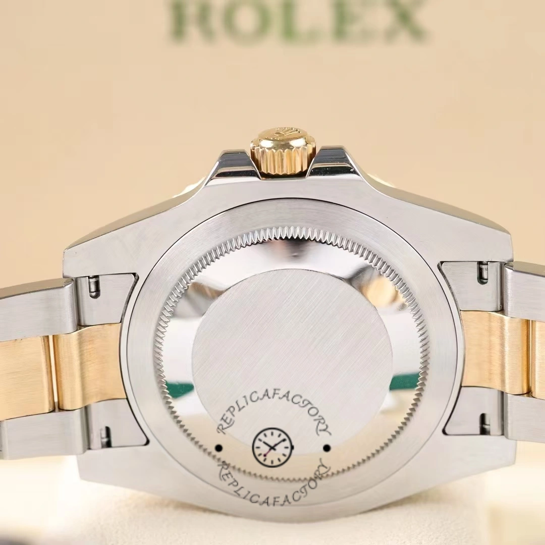 Caseback view of the Rolex GMT-Master II 116713LN showing the solid back and end links.