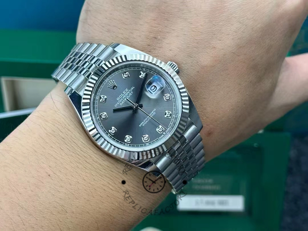 Rolex Datejust 41 Rhodium Diamond Dial Fluted Bezel m126334 0006