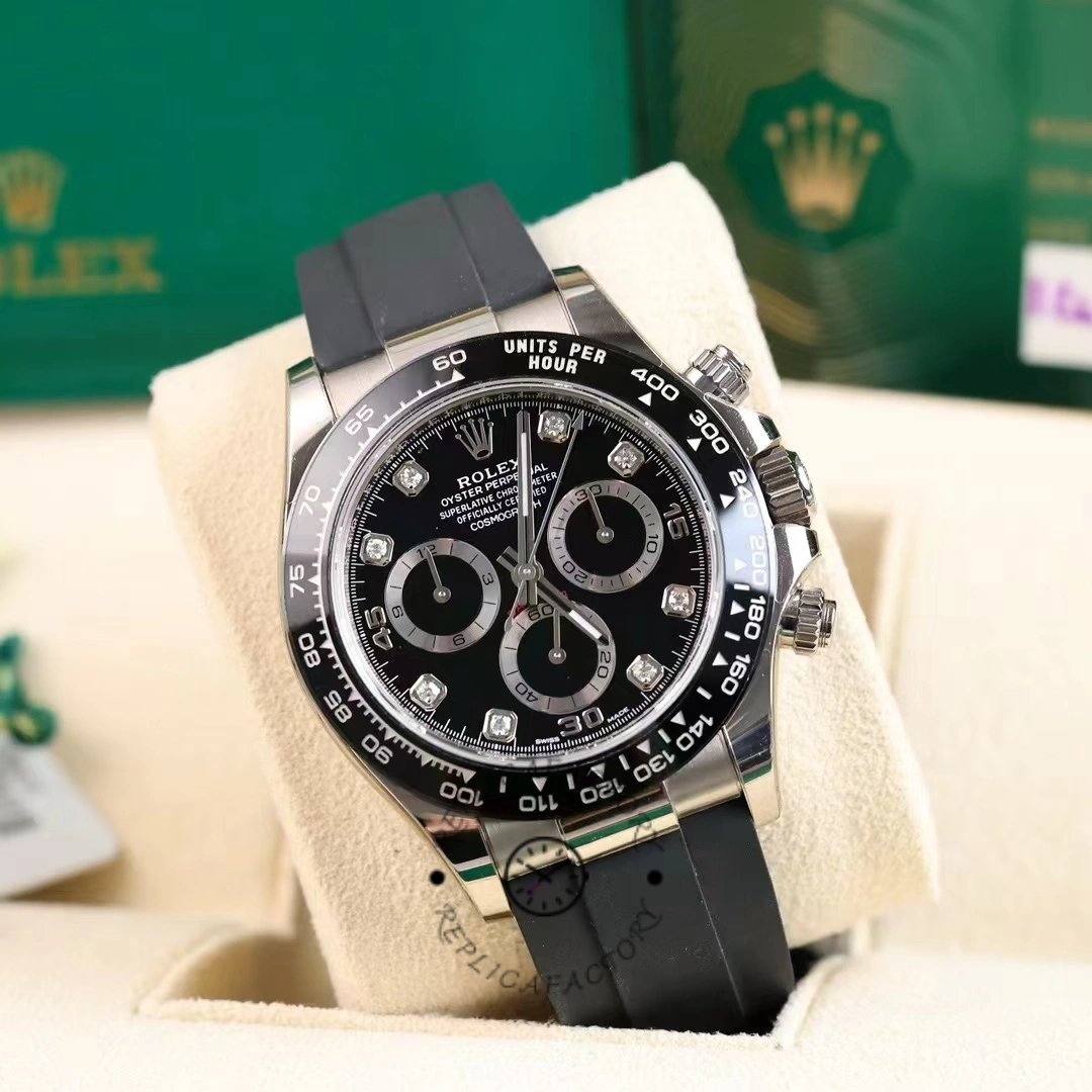 Rolex Daytona 116519 White Gold Automatic Black Dial Diamonds 40mm Mens Replica Watch