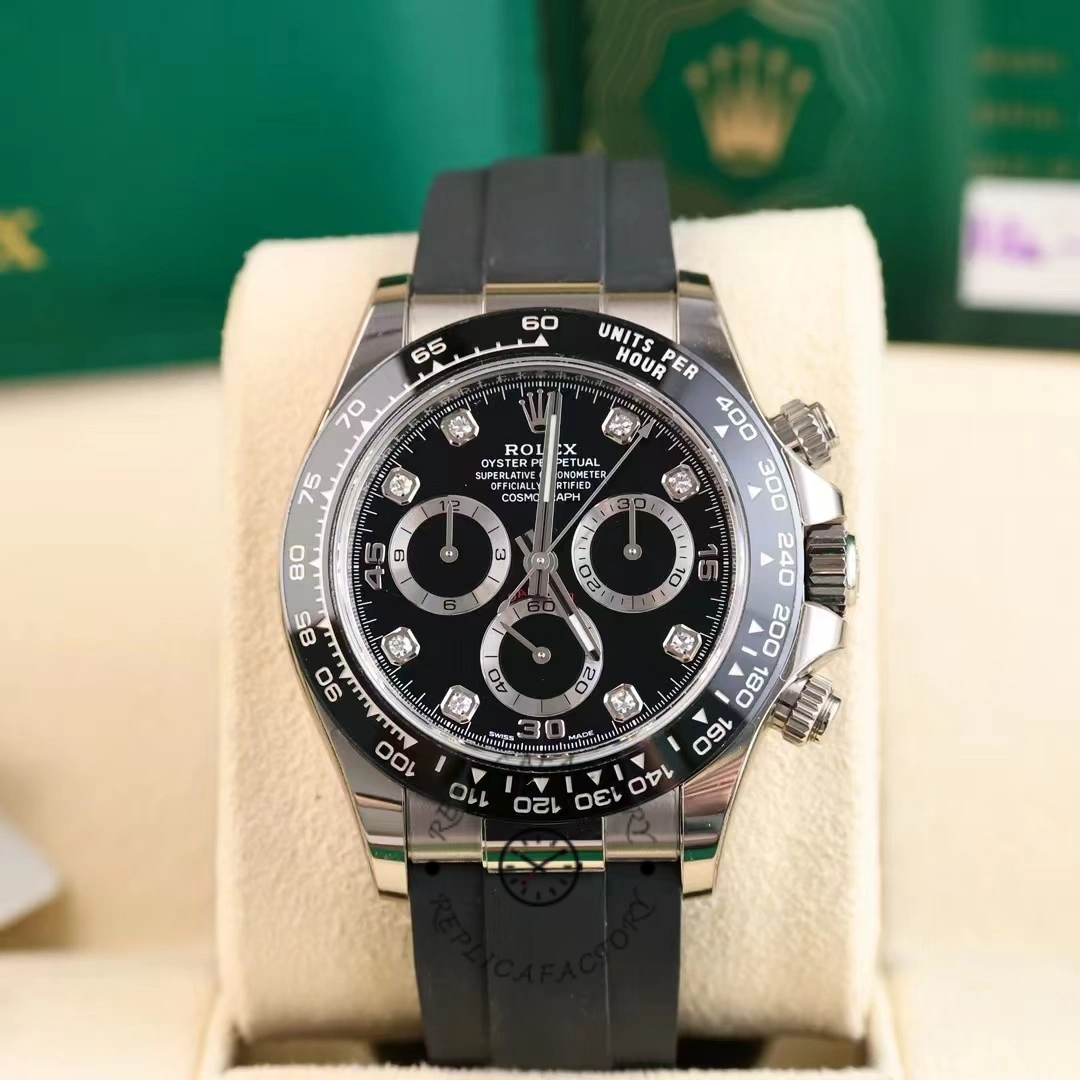 Rolex Daytona 116519 White Gold Automatic Black Dial Diamonds 40mm Mens Replica Watch