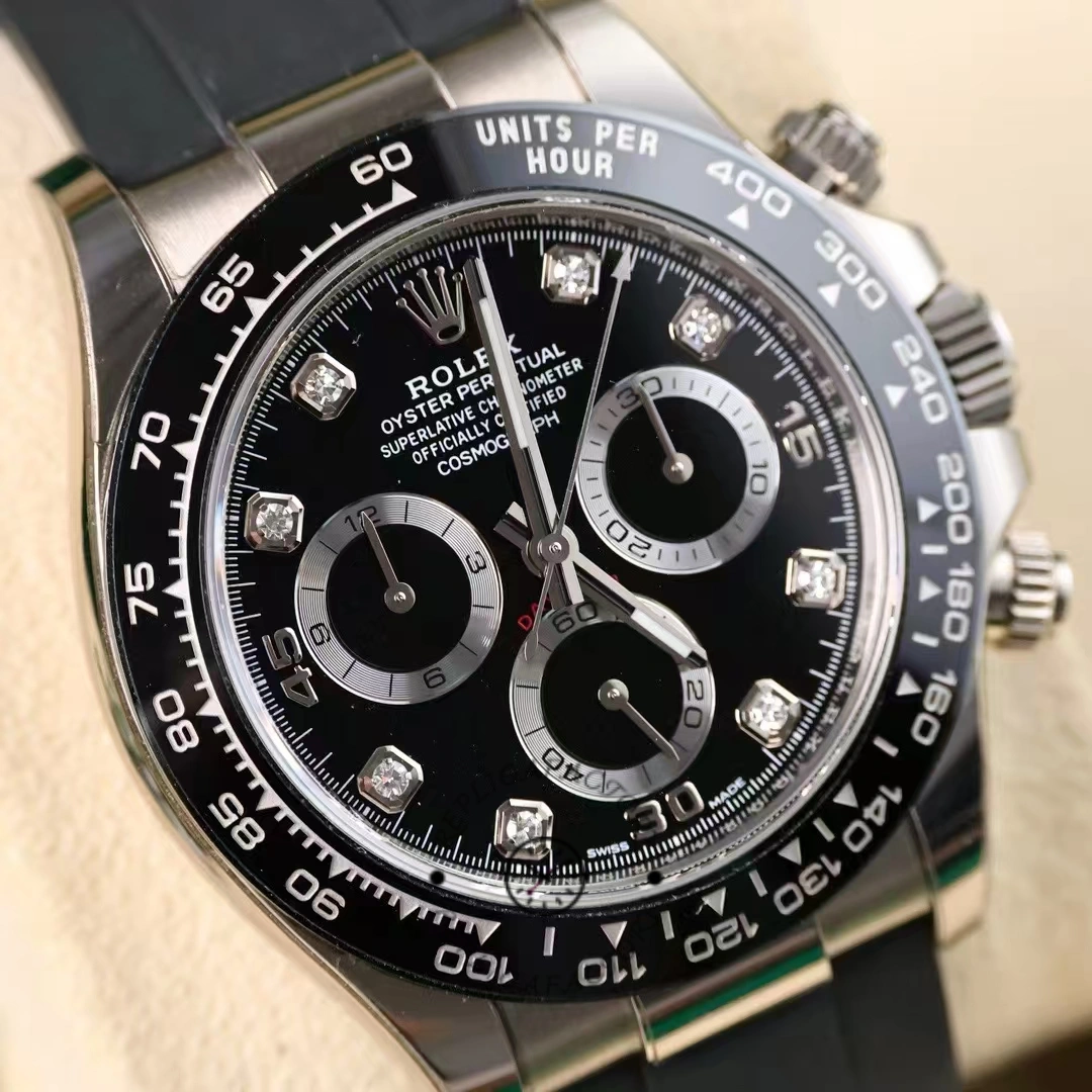 Rolex Daytona 116519 White Gold Automatic Black Dial Diamonds 40mm Mens Replica Watch
