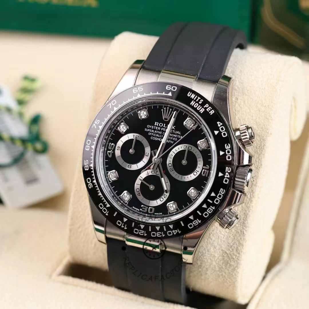 Rolex Daytona 116519 White Gold Automatic Black Dial Diamonds 40mm Mens Replica Watch