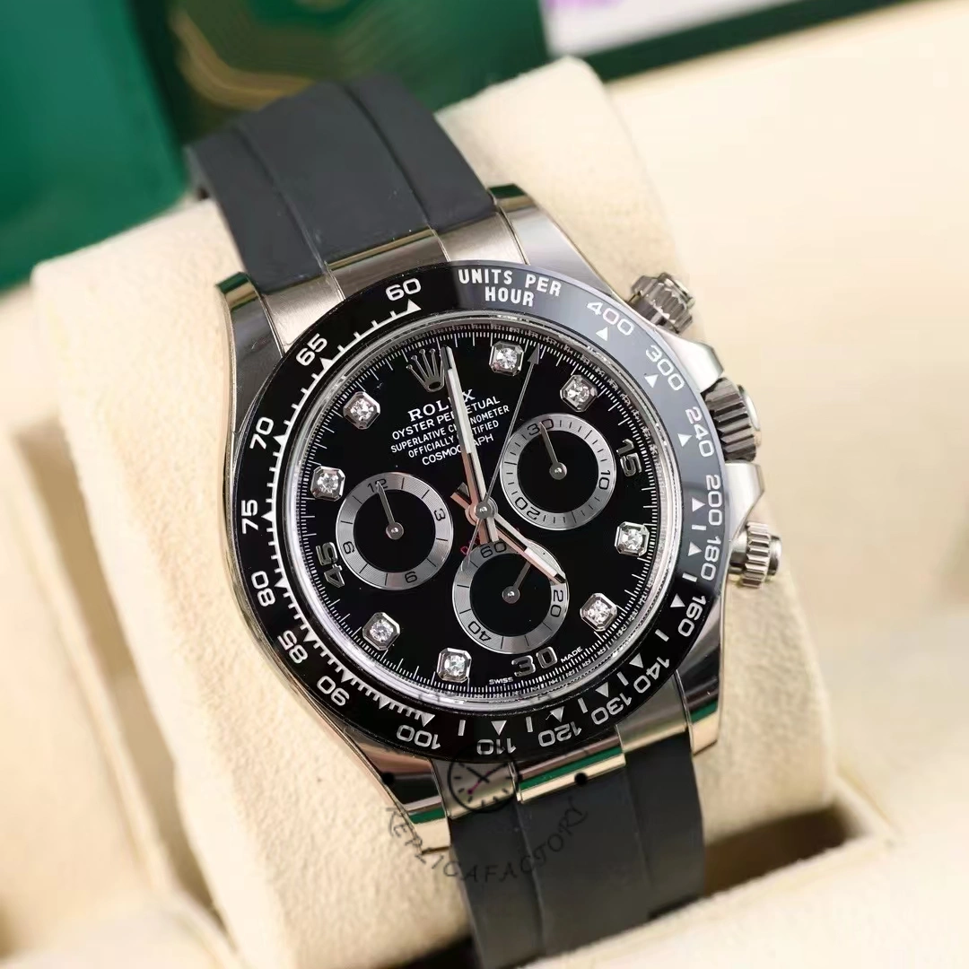 Rolex Daytona 116519 White Gold Automatic Black Dial Diamonds 40mm Mens Replica Watch