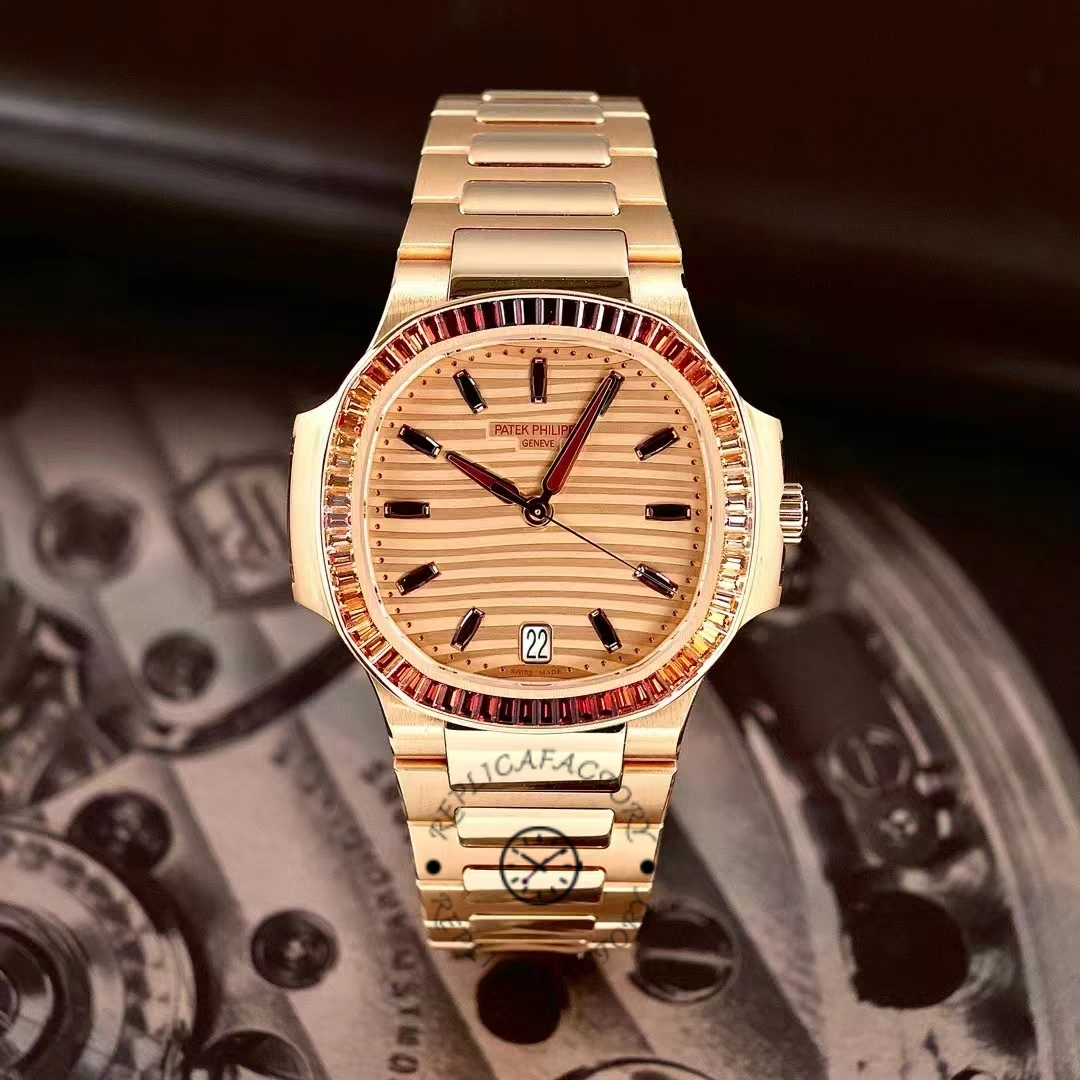 Patek Philippe Nautilus Ladies Rose Gold Gemset Bezel 7118 1300R 001