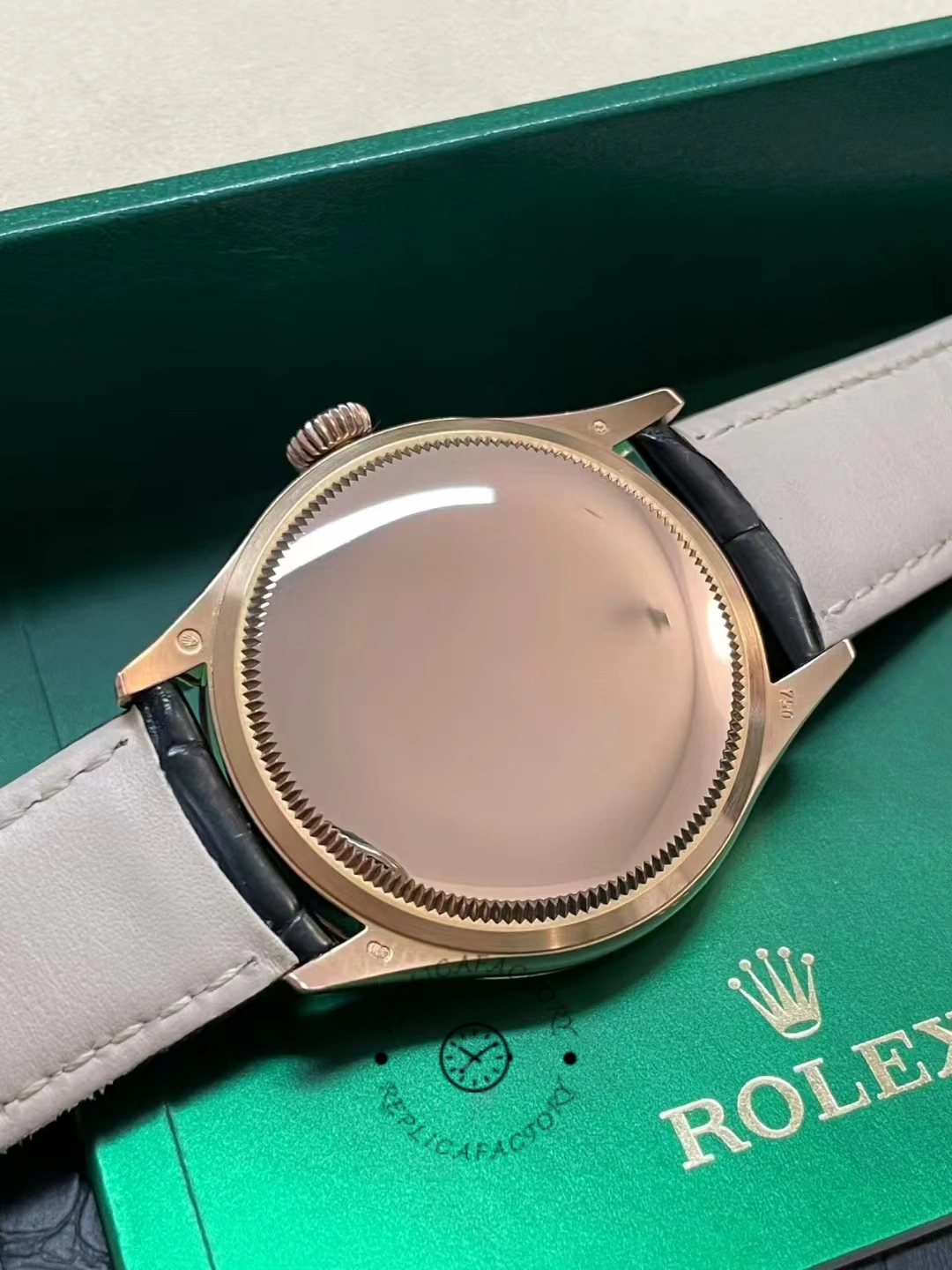 Rolex Cellini Time 50505 Black Leather Strap Black Dial 39mm Mens Replica Watch