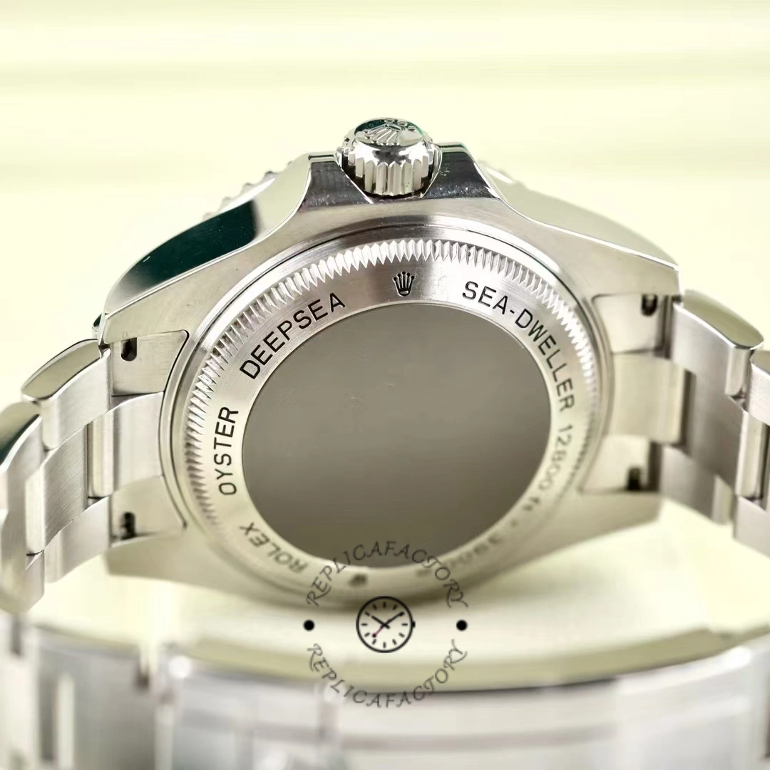 Back case view of the Rolex Sea-Dweller Deepsea 116660 stainless steel bracelet.