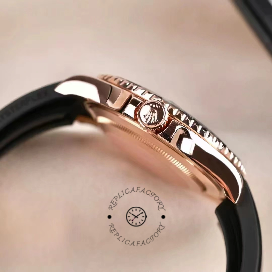 Rolex Yacht-Master 116655, side profile close-up showing case thickness and bezel edge.